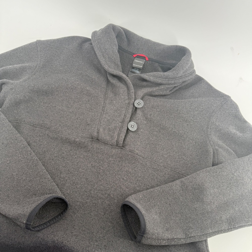The North Face Womens XL Gray Shawl Collar Button Fleece Pullover Sweater